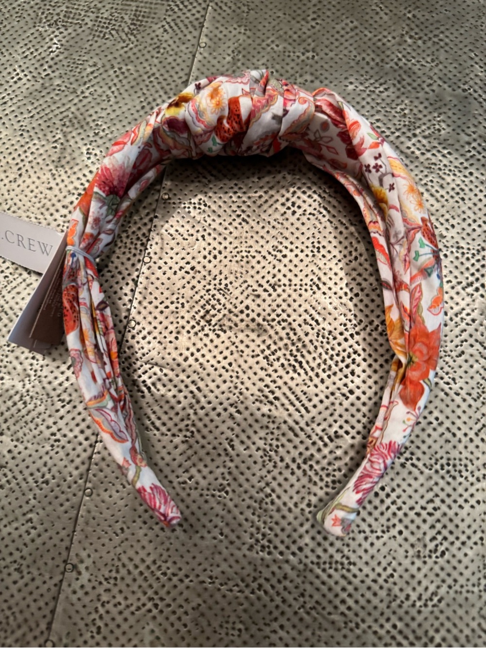 NWT J. Crew LIBERTY FABRIC Floral Knotted Headband in Pink, Orange & Yellow